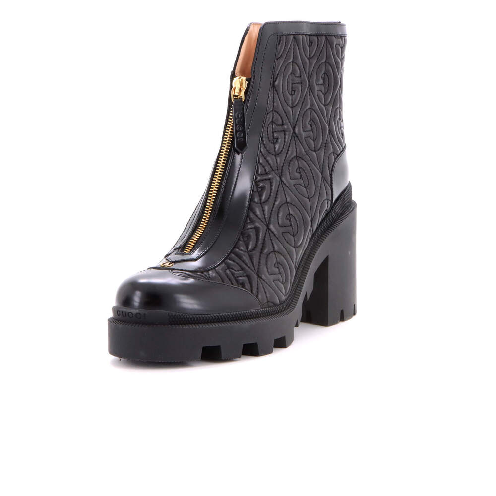 Gucci G Rhombus Trip Heeled Boots Quilted Leather - Picture 1 of 6